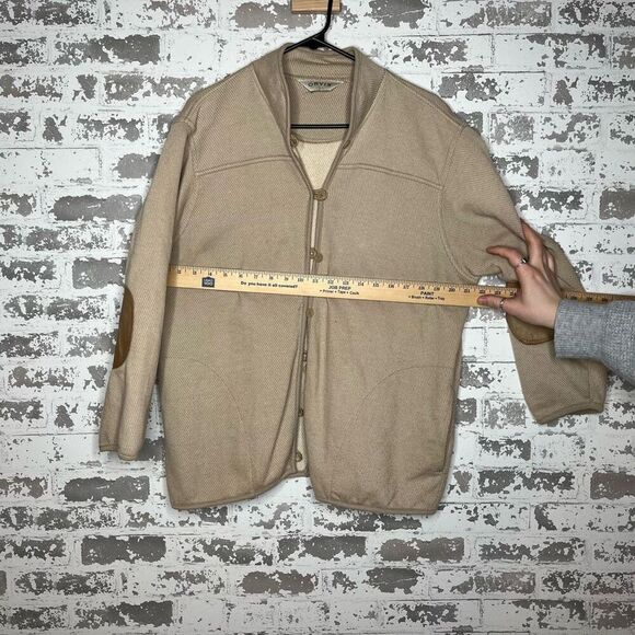 Orvis | women vintage lightweight tan jacket with leather accents - Picture 5 of 11